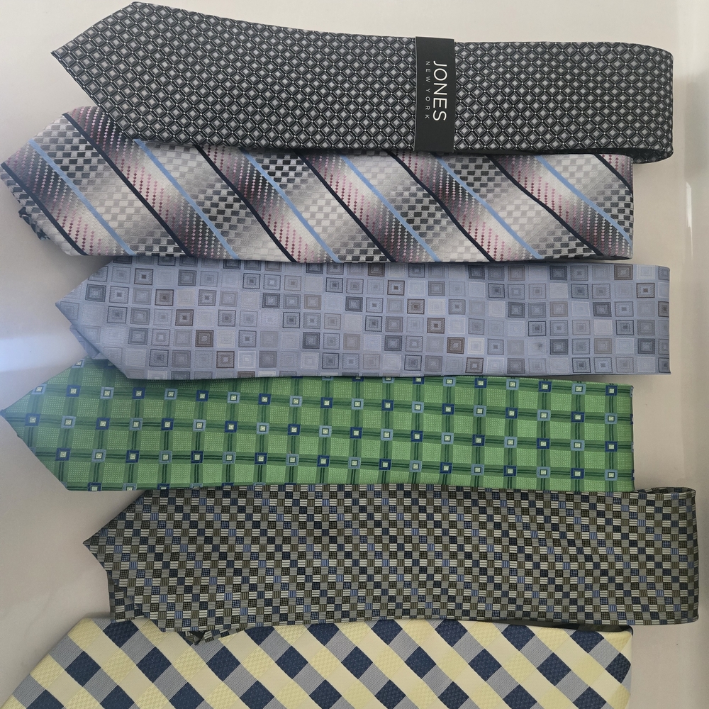Men's Patterned Tie Set - Black, Blue, Green